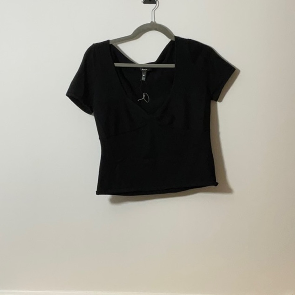 Aqua Black Fitted Crop Blouse with Cut Out